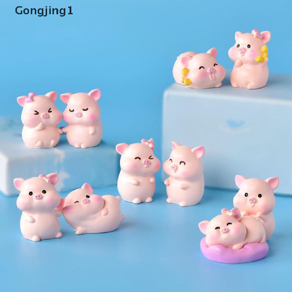 Gongjing1 1 / 6 Pcs Miniatur Babi Bahan Resin Untuk Dekorasi Taman Mini