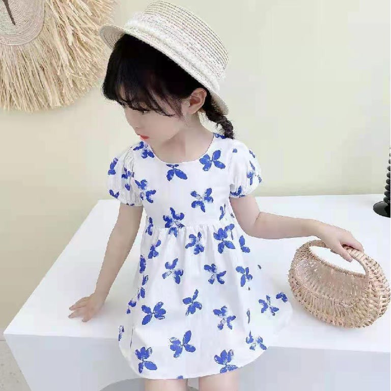 Promo !! Dress murah anak cewek / dress much butterfly so cute import uk 6bln-2th uk 5,7,9,11,13 (biru,pink)