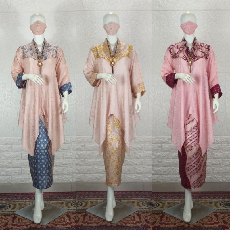 NEW VISCOSE PREMIUM/SEMI SUTRA SETELAN BATIK KEBAYA - ROK INSTANT + TUNIK V ATASAN BATIK WANITA JUMB