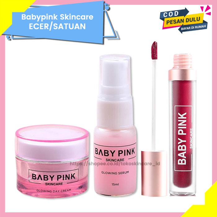 Glowing Day Cream &amp; Glowing Serum &amp; Babylip Wine Shoot Baby Pink Skincare Original BPOM