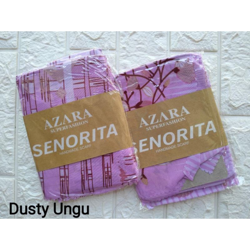 (original Azara) segi empat SENORITA MOTIF LC •• hijab segi empat Motif-Dusty ungu