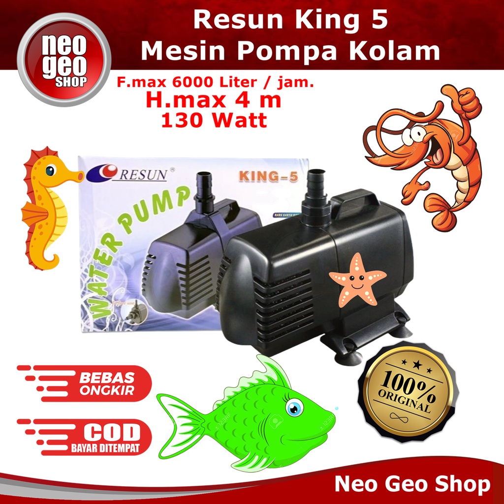 RESUN KING 5 WATER PUMP Pompa Air Aquarium Kolam Hidroponik