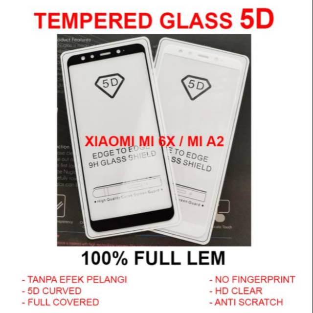 Tempered Glass Xiaomi MiA2 Mi6x Full Lem 9D - SC