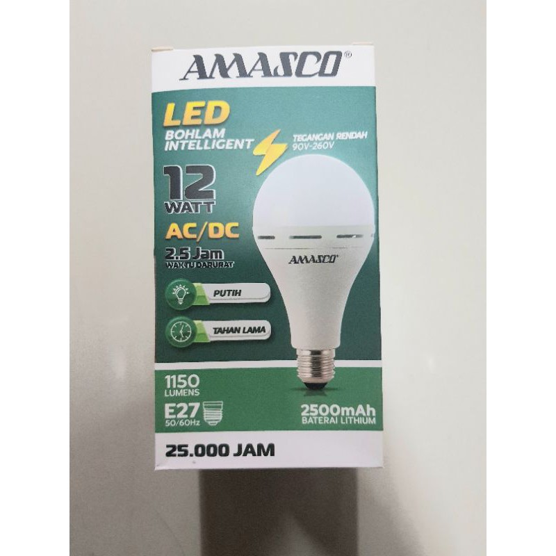 Led Bulb Emergency Amasco 12w putih AC/DC E27