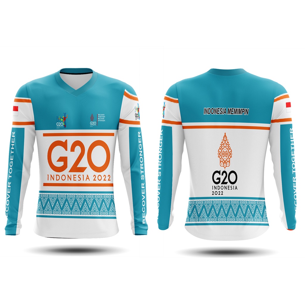 Utamamedia - Kaos G20 Lengan Panjang / Kaos G20 Indonesia Memimpin Kerah V-Neck