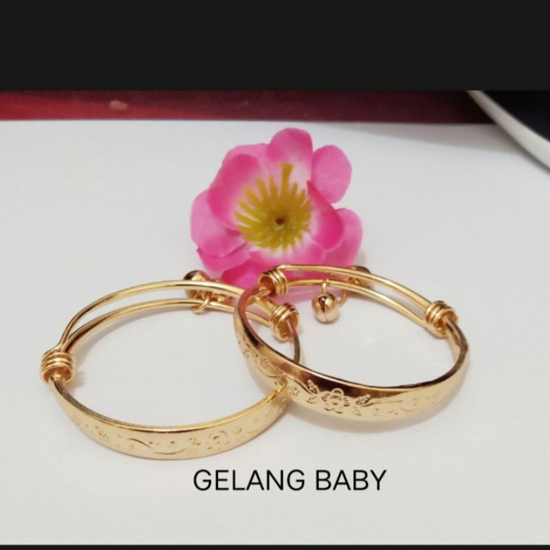 gelang kerincing bayi, gelang mirip mas asli,gelang berlapis emas 24 k