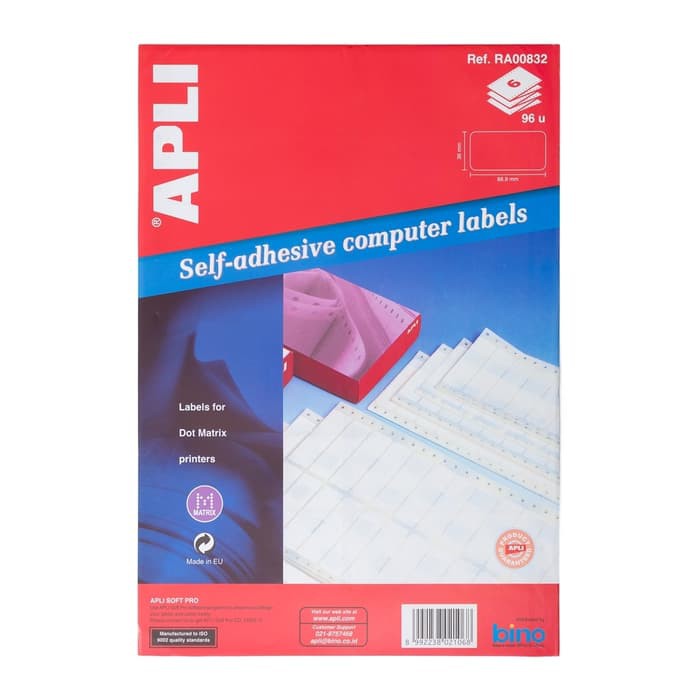 

Paper Labels CF Size 88,9 X 36,0 mm (6 Sheets) APLI Reff RA00832