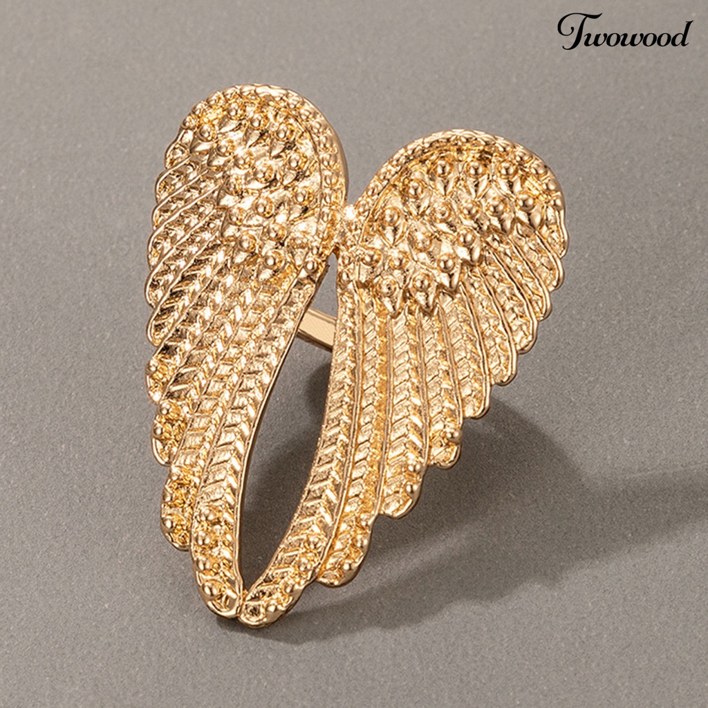 Twowood Finger Ring Exquisite Punk Style Wing Design Elegant Women Vintage Ring for Party