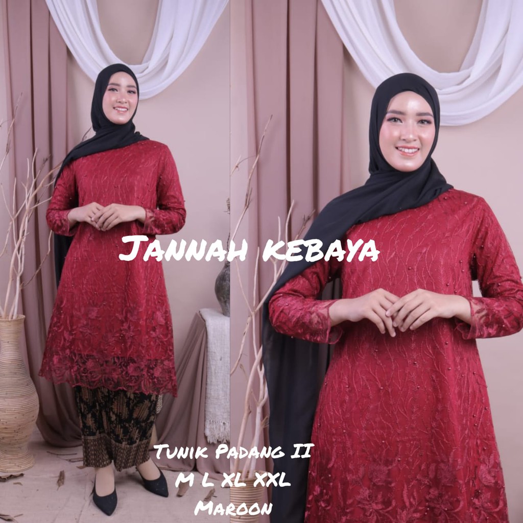 Kebaya Tulle Tunik Padang 2 Stelan Rok Plisket