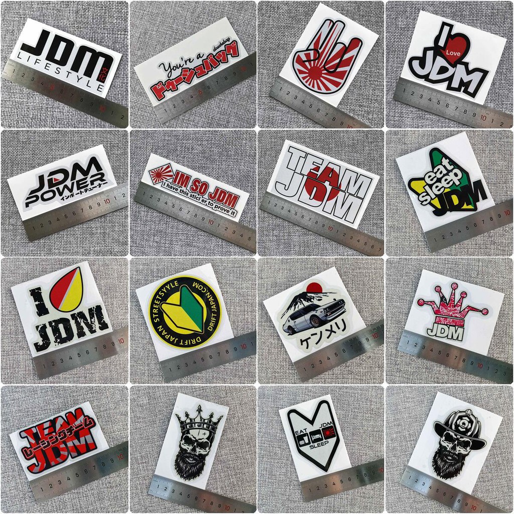 1PCS JDM 2021 Reflective Car Decals Fashion Motorcycle Stickers Helmet Decoration(49 Styles Are Available)