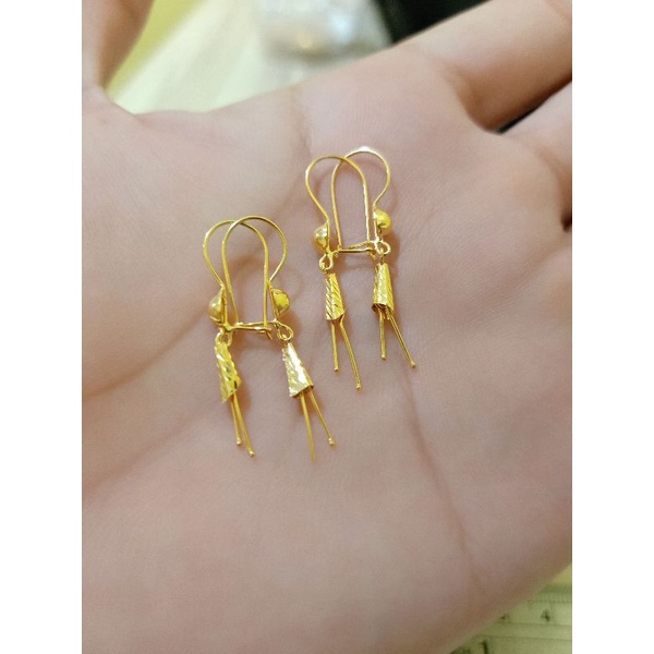 ANTING BAMBU PERAK 925 LAPIS MAS