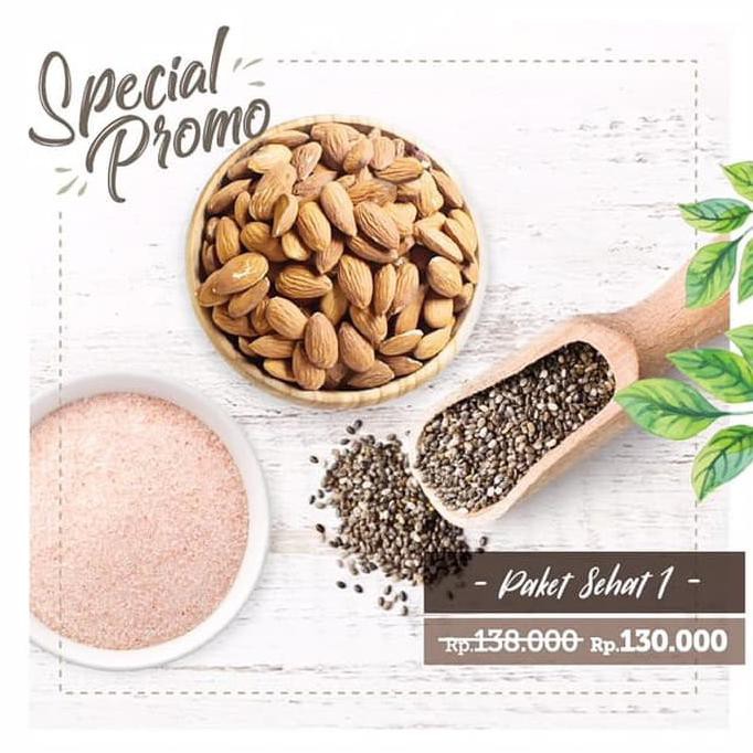 

MURAH PROMO Paket Sehat 1 (250gr Roasted Almond, Organic Chia Seed, Himalayan Salt