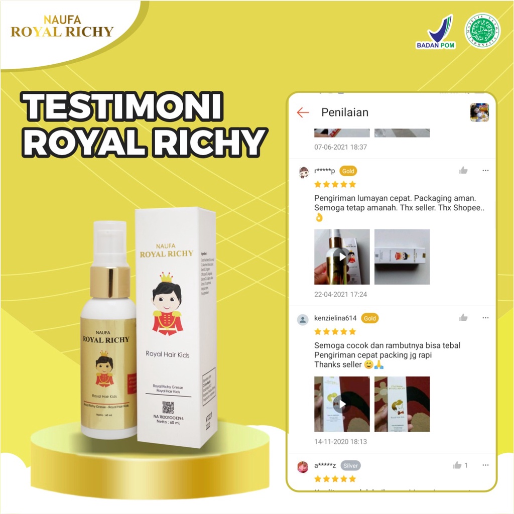 PAKET RESELLER SUPER HEMAT 10 Botol - NAUFA Royal Richy Vitamin Minyak Kemiri Penyubur / Penumbuh Rambut Bayi