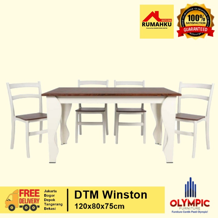 MEJA MAKAN MINIMALIS - MEJA MAKAN SET 4 KURSI - DTM WINSTON - OLYMPIC