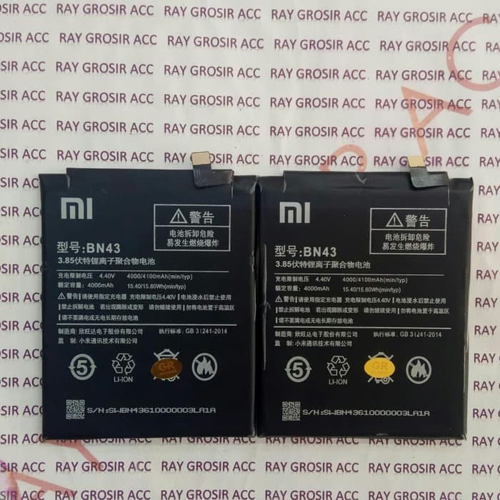 Baterai Original Xiaomi BN43 BN 43 BN-43 NOTE 4X