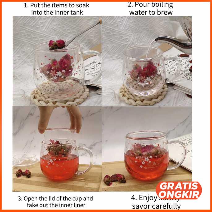 Gelas Cangkir Teh Tea Cup Mug 300ml with Infuser Filter - C224