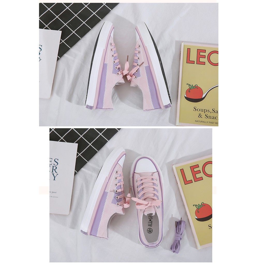 SSPP sepatu wanita casual pink pastel import converse skater sneakers