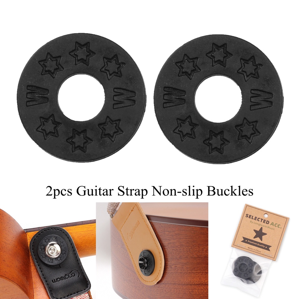 2pcs Strap Gitar / Ukulele / Bass Bahan Karet Anti Slip / Jatuh