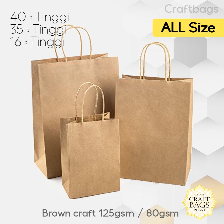 

Paper bag coklat polos All Size / Paper bag kado souvenir wedding packing olshop / Papperbag kertas warna cokelat mini. lanscape dan jumbo / Paperbag polos murah tali kertas