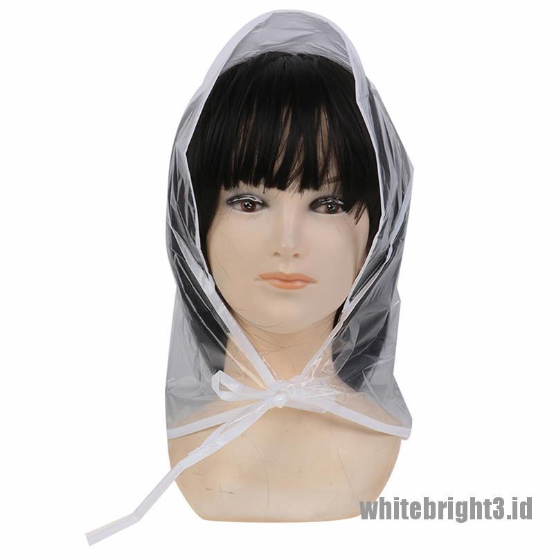 ❤White3 Warna Putih❤ 1pc Topi Bonnet Pelindung Rambut Dari Hujan Bahan Plastik Untuk Wanita