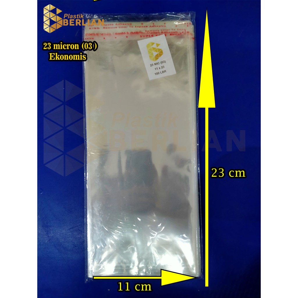 

11 x 23 cm Plastik OPP EKONOMIS 23micron (100 lbr) (lem/seal)