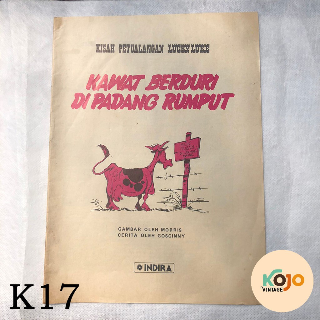 Buku Komik Antik Jadul Lawas Langka Kisah Petualangan Lucky Luke - Kawat Berduri Di Padang Rumput