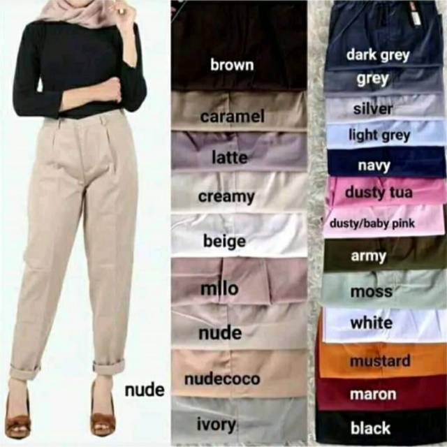 BAGGY PANTS Celana Panjang Wanita Latte Nude Army  Beggy Baggi Begi Baggie Begie Bagi ogos