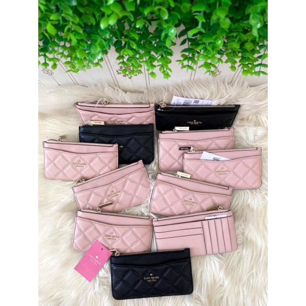 Dompet Kate Spade Natalia Smooth Quilted Black Rose Smoke New Original