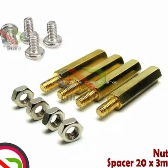 Spacer kuningan dudukan PCB hexa segi 6 mur baut