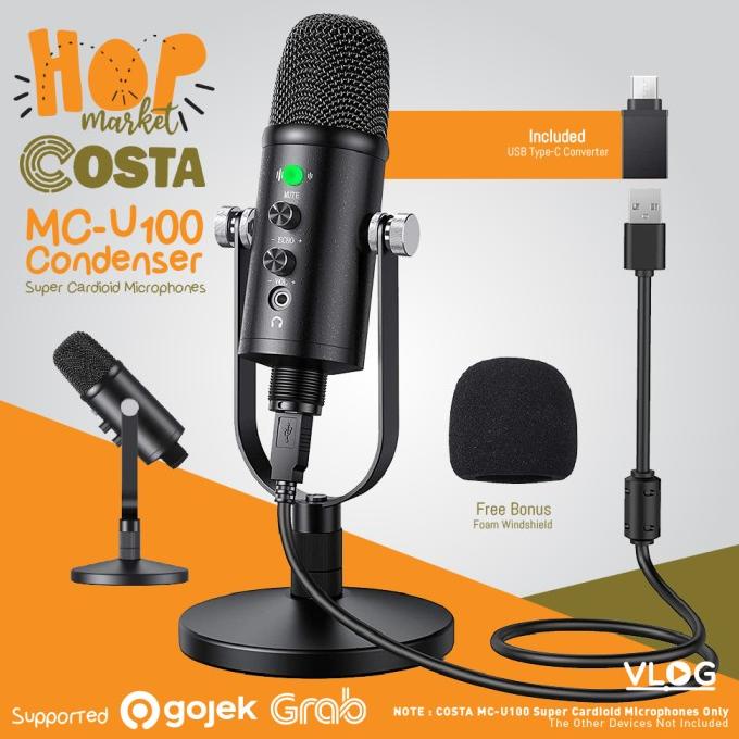 COSTA CM-U100 Professional Condenser Microphone USB Podcast Recording