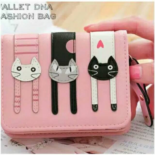 Dompet triplecat mini/dompet mini/dompet wanita/dompet kecil simple lucu/dompet koin/dompet lipat