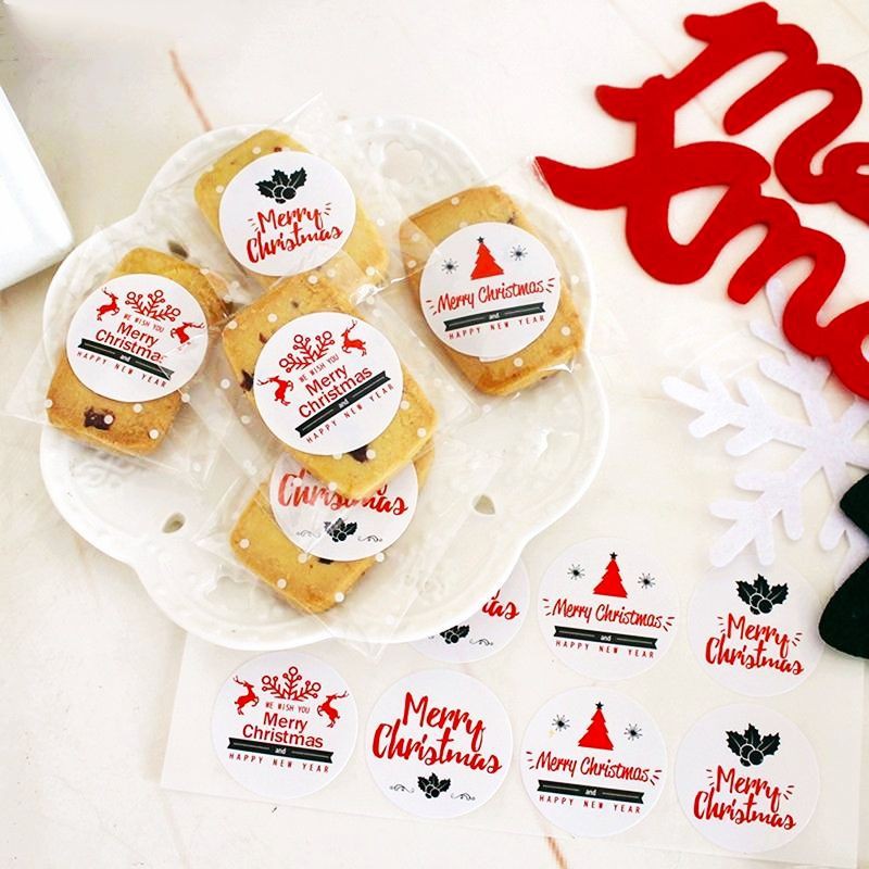 

Sticker Natal Merry Christmas and Happy New Year stiker merah putih label hampers segel kemasan packaging dekorasi dus gift box hadiah kartu ucapan hangtag kado hampers parcel kotak kue L126