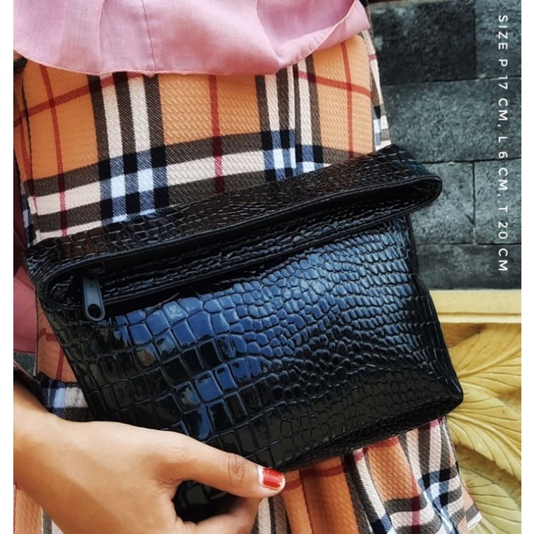 Clutch Elora Pouch Serbaguna/Dompet Croco Pesta