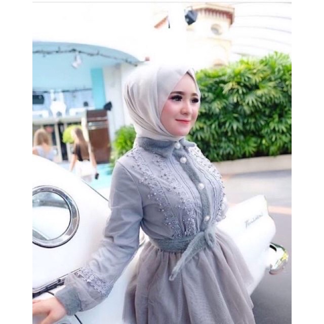 Dress Shella Saukia Tutu tingkat Abu