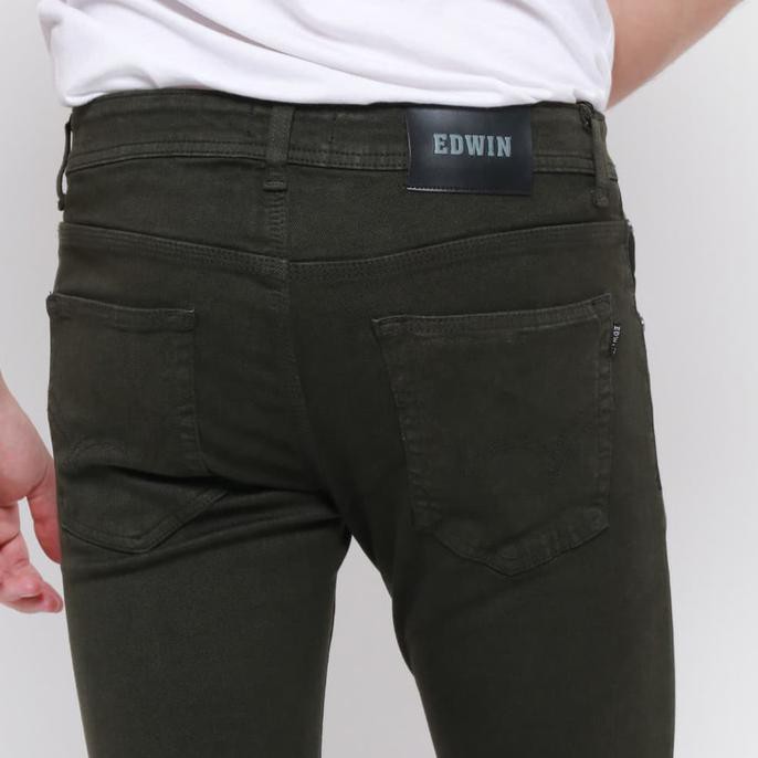 New Product Edwin Celana Jeans 506-37-Army Slim Fit Pria Panjang Green Army - Hijau Tua, 28 Free