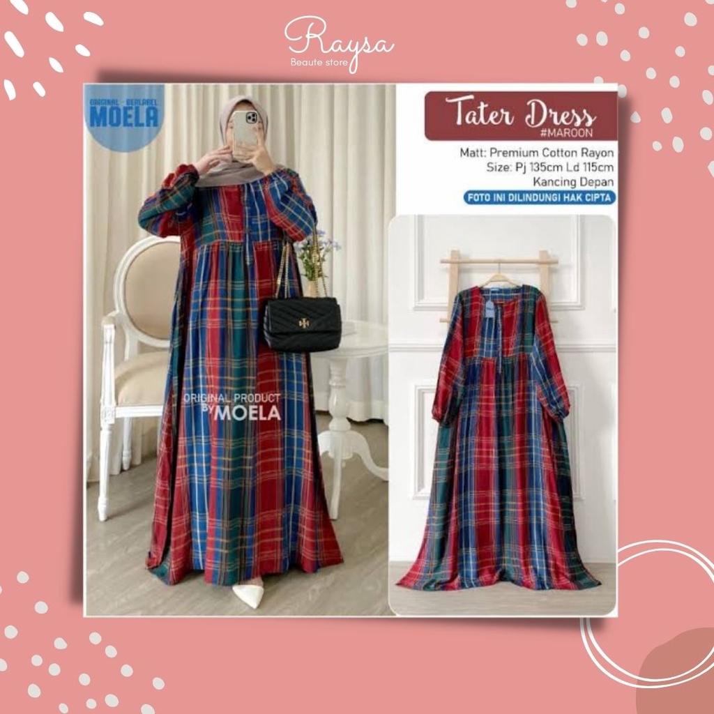 TATER DRESS by Moela Original Berlabel - dress muslim dress wanita dress katun rayon dress lengan pa