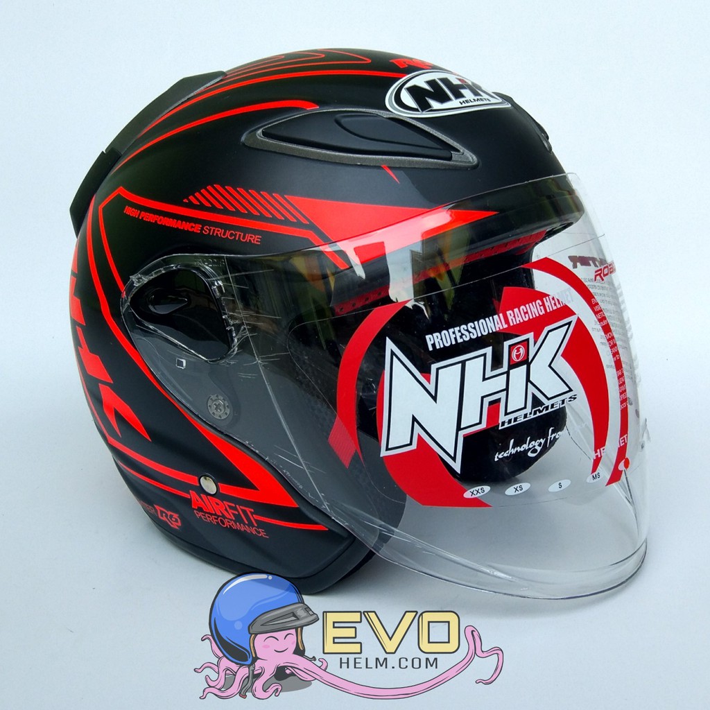 NHK R6 AIRFIT-R GRAPHIC Half Face - Single Visor BLACK DOFF - ORANGE