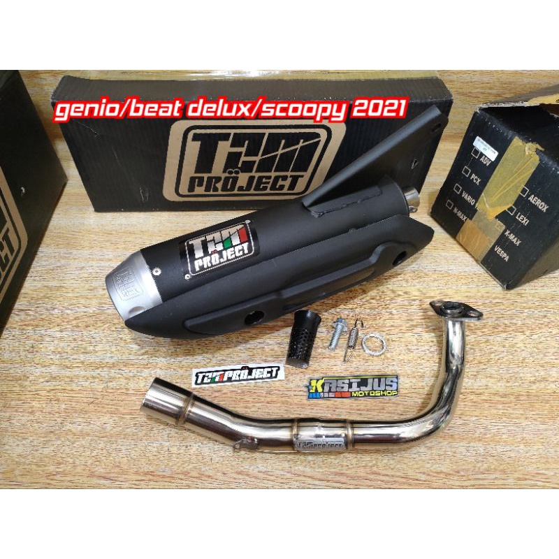 knalpot tzm project beat delux genio scoopy 2021/2022 std non ss pro fullpack