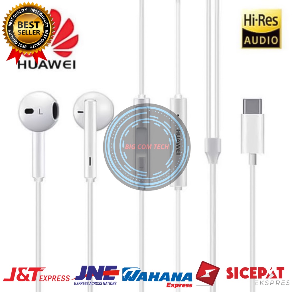 Earphone Headset Handsfree Huawei P10 Plus / P20 Pro / P30 Pro / P40 / Mate 9 Pro / Mate 10 Pro / Mate 20 X / Mate 20 Pro / Honor V30 Pro / Honor V40 Lite Usb Type-C Original