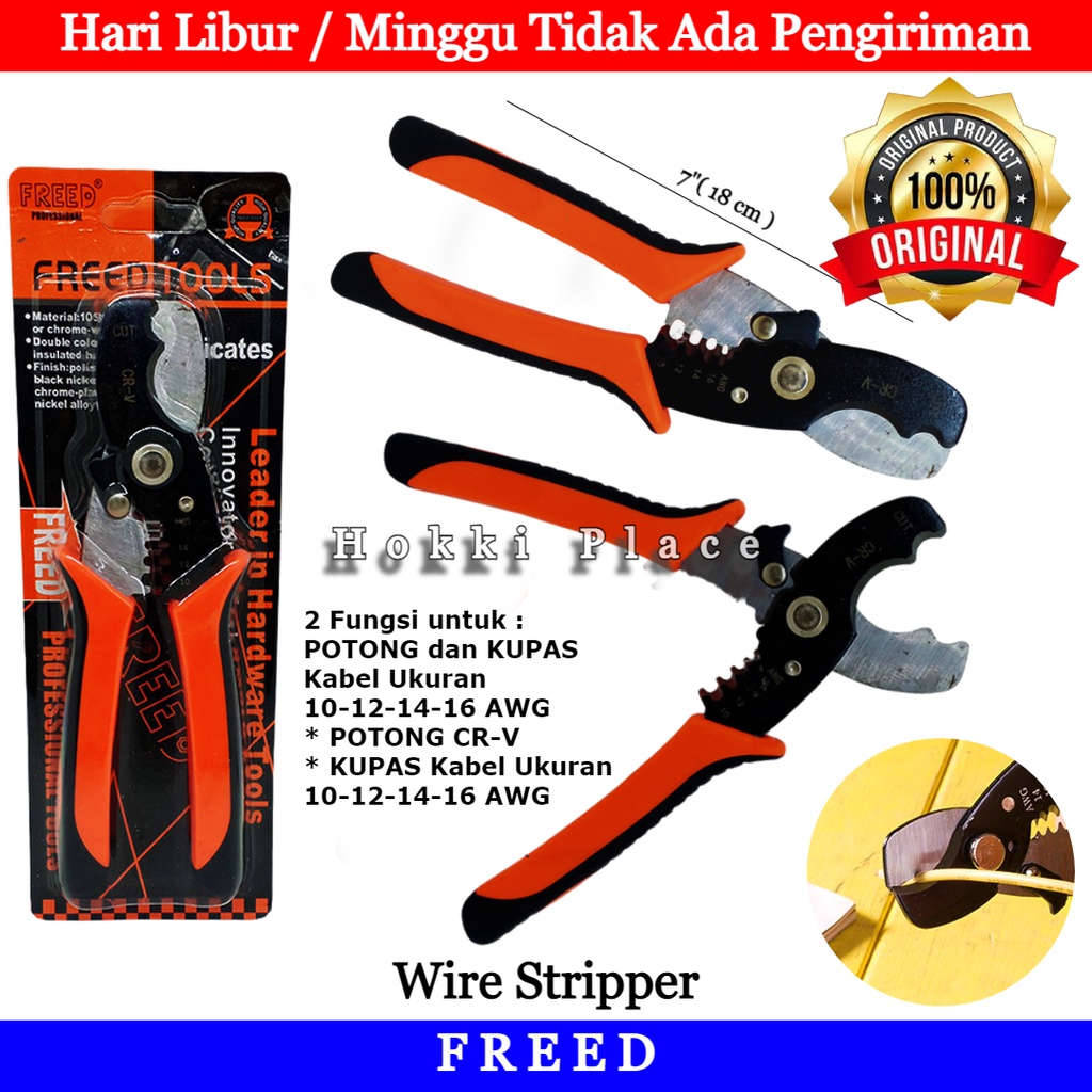 TANG POTONG TANG KUPAS KABEL FREED 2 IN 1 TANG MULTIFUNGSI 7 INCH ( 18 CM )