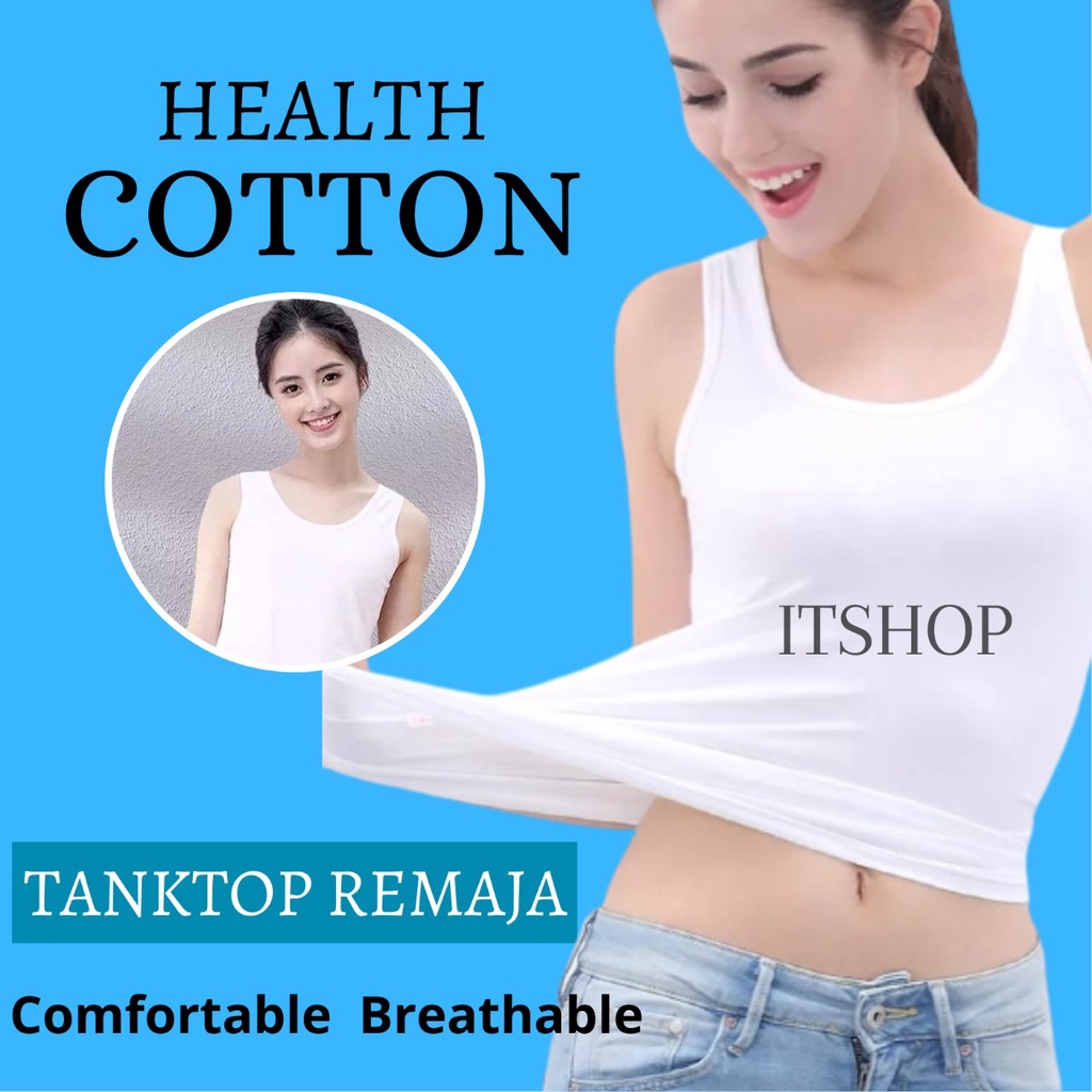 ITSHOPING - Premium Singlet  Remaja Wanita Putih Tanktop  Tali Lebar Dalaman Kaos Sekolah Anak SMP S
