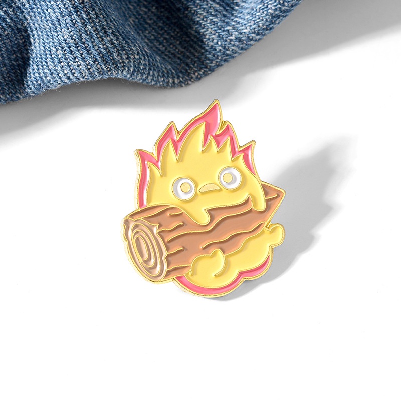 Calcifer Bros Pin Enamel Desain Kastil Howl 's Moving Untuk Aksesoris Tas / Kerah Pakaian