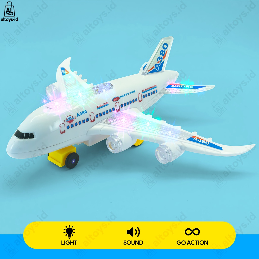 Mainan Pesawat Terbang Airline Airbus A380 Lampu  Musik  Go Action Berjalan NOA380-600GA