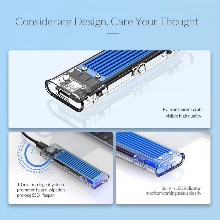 ORICO TCM2-C3 NVMe M.2 Transparent Case Enclosure for SSD up to 2TB