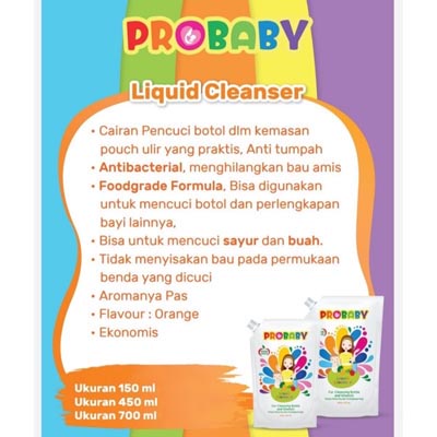 [BPOM] Probaby Liquid Cleanser Pro Baby LCR Sabun pencuci botol piring bayi dan anak 450 ML