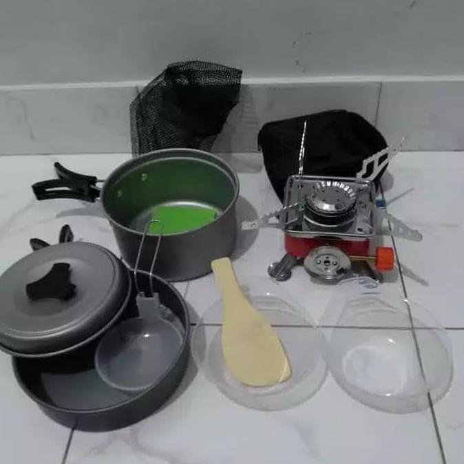 【COD】 Paket ~ Cooking set 2 Susun + Kompor Portable ~ DS-200 DS200 SY-200 SY200 Alat Masak 2-3 Orang