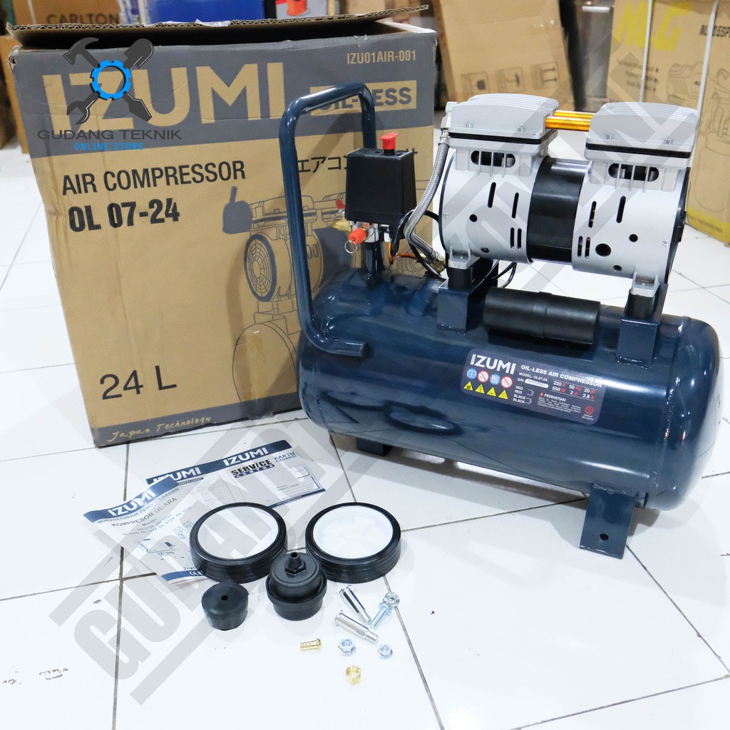 Kompresor Angin Udara Tanpa Oli IZUMI OL0724 24L / Air Compressor Oilless  OL 0724 24 Liter IZUMI