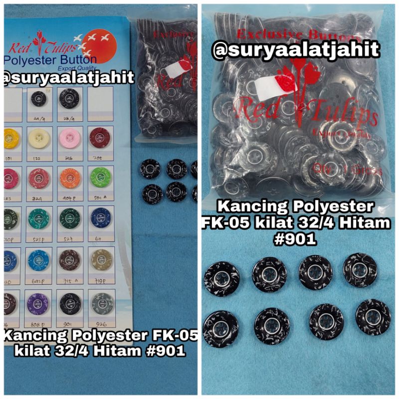 Kancing Polyester 32/4 FK-05,(2cm) mengkilat bagus =rp.60.000/144pcs