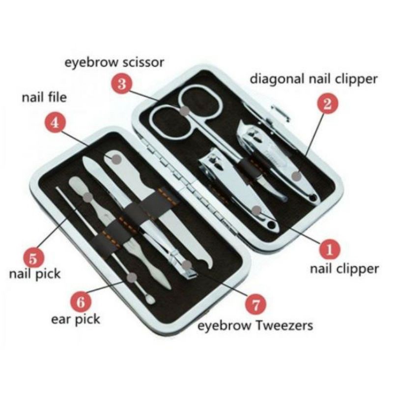 Manicure Pemotong Kuku Set 7 in 1 / Alat Potong Kuku Set 7 in 1 / Alat Gunting Kuku Dompet Souvenir