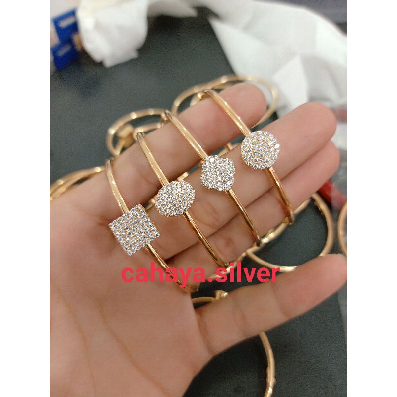 GELANG BULAT DEWASA MATA IMPORT PERAK 925 ROSE GOLD